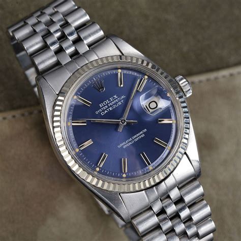 1975 rolex datejust 1601|Rolex Datejust 1601 blue dial.